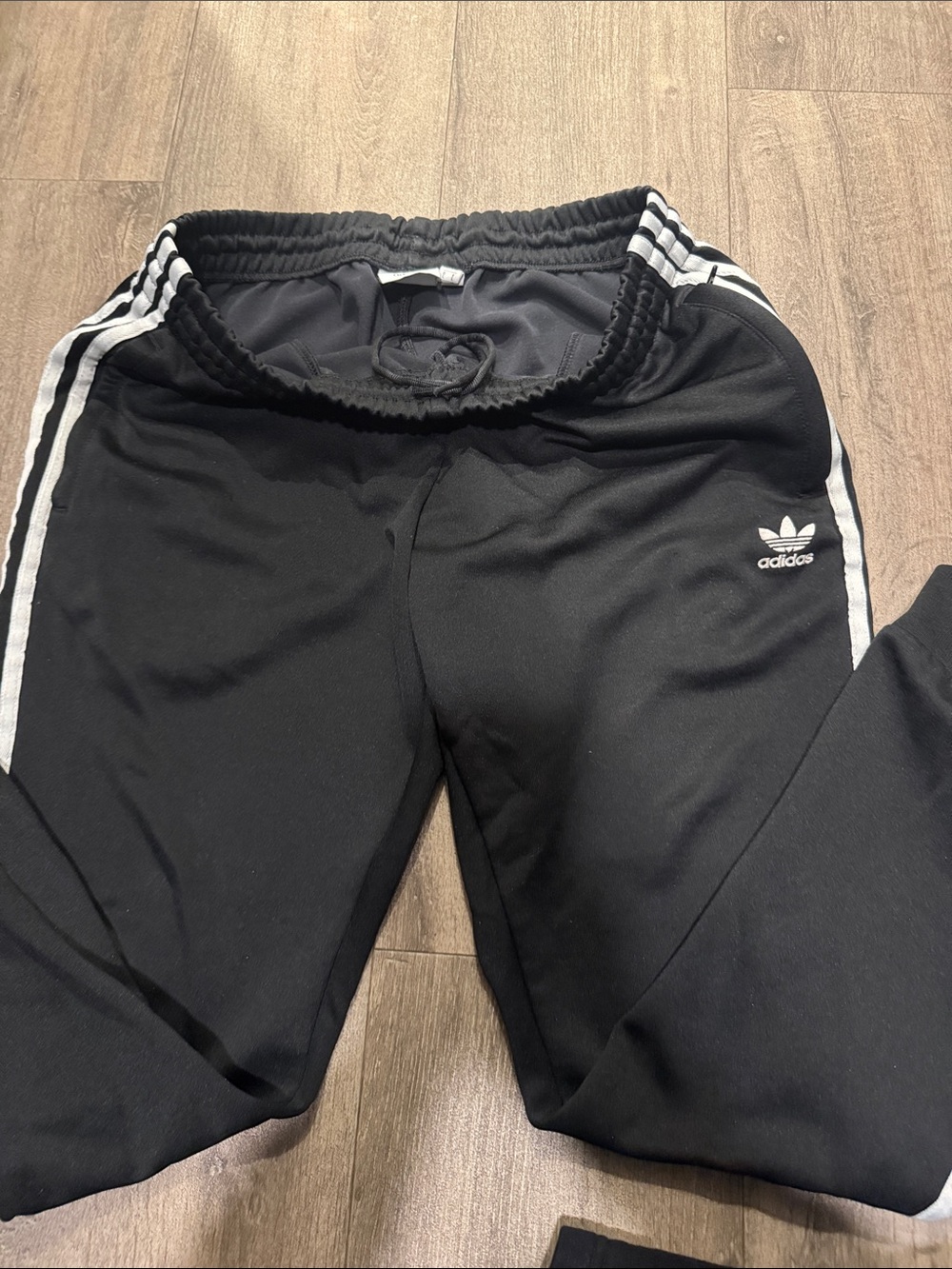 adidas Black Sweatpants with White Signature Stripes